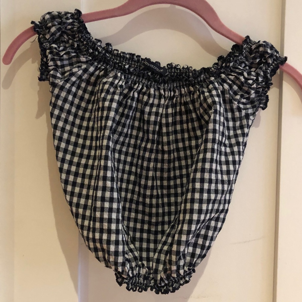 Brandy Melville navy checkered crop top